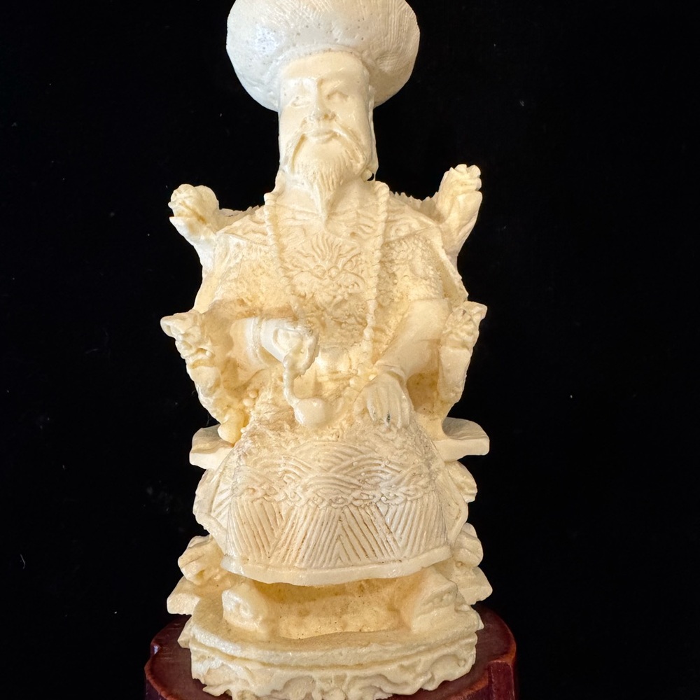 Vintage Resin/Faux Ivory 6” Chinese Emperor Statue